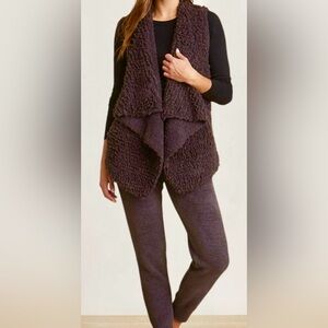 Barefoot Dreams | Cozychic Loop Fringe Cascading Vest Deep Plum NEW BDWCC20505